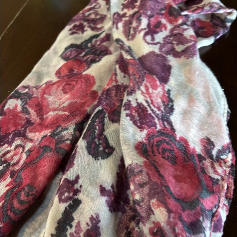 Floral Scarf in Red and Purple